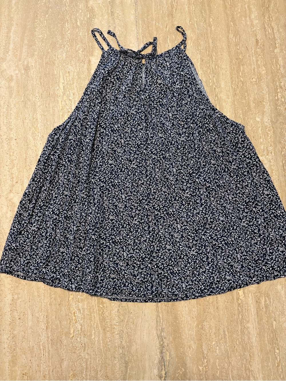 Old Navy Floral High-Neck Halter Cami Top | XXL Tall | Navy Blue & White - Picture 3 of 8